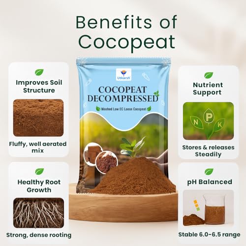 Utkarsh Decompressed Cocopeat Powder – 5 Kg, Ready-to-Use Kerala's Coconut Husk Fibre for Home Garden & Potted Plants, Coconut Coir for Potting Soil Mix, 100% Natural Soil Conditioner, High Water Retention - Image 3