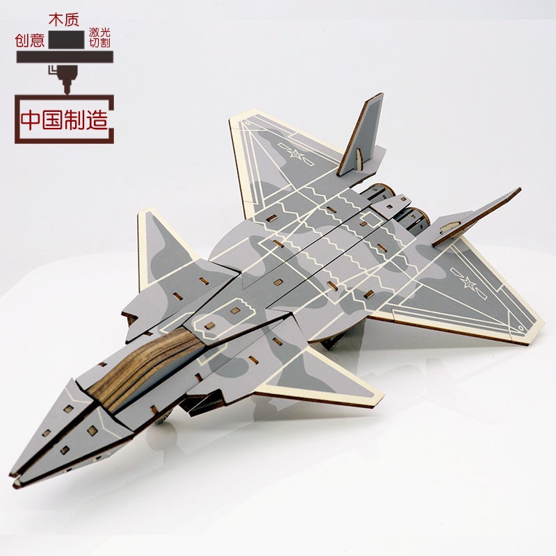 New J-20 Fighter Model Wooden Plane Ornaments Wooden Three-Dimensional Puzzle Boys Diy Toy - Image 4