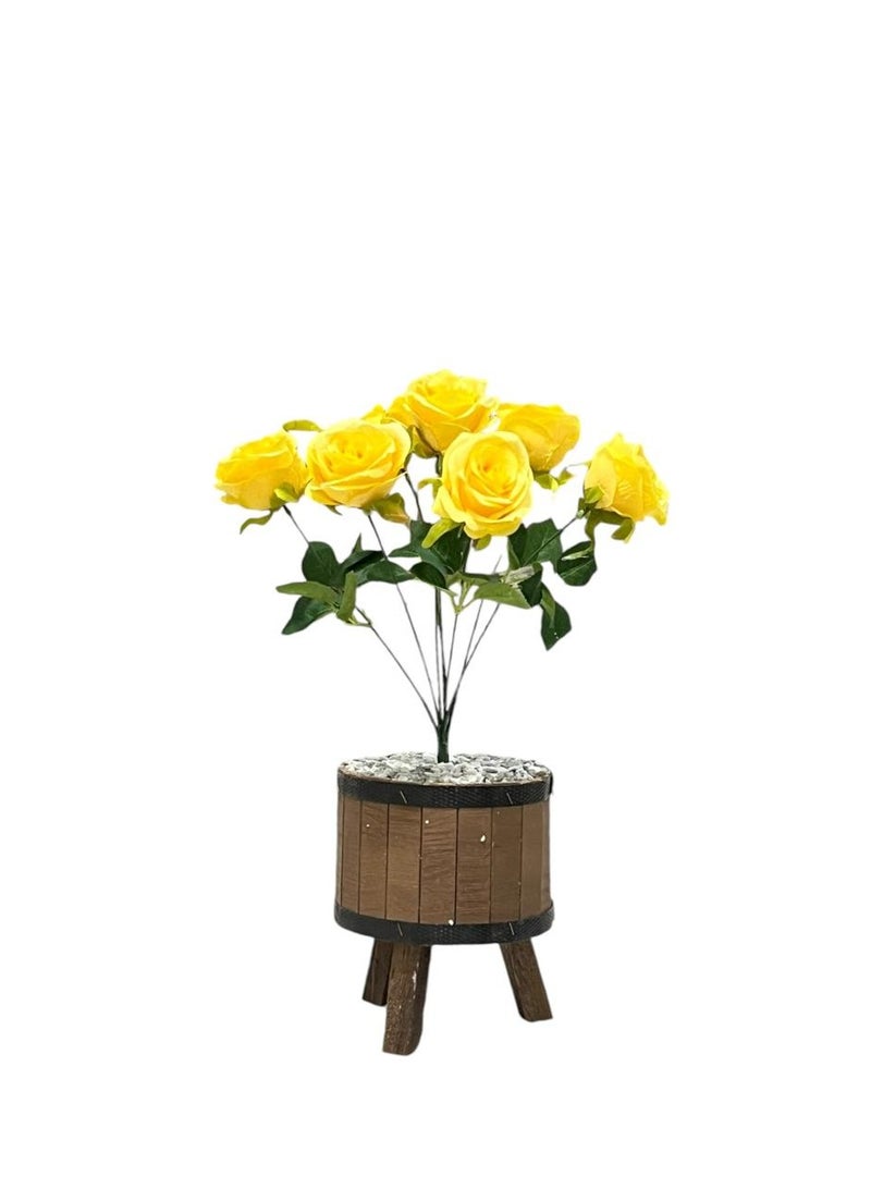 AL KHALDIYA Rose seedling 20 cm with wooden pot  - Image 1