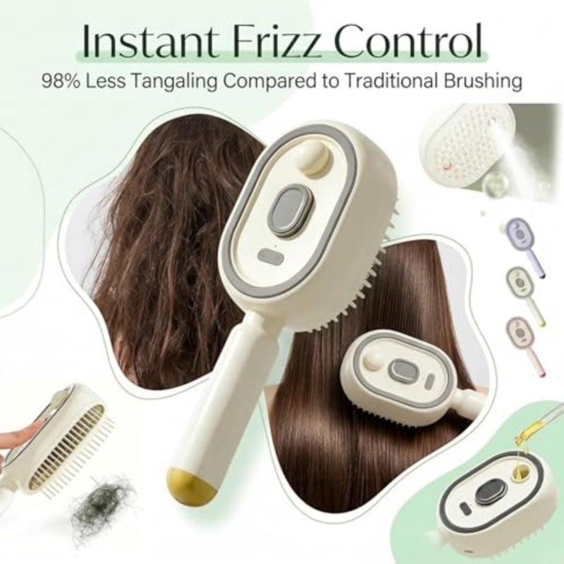 Electric Spray Air Cushion Hair Brush, 2026 Upgrade Steam Hair Brush Scalp Massager, USB-C Rechargeable Handheld Hair Steamer for Detangling Frizz Control, Steam Straightener Brush for Women Purple - Image 5