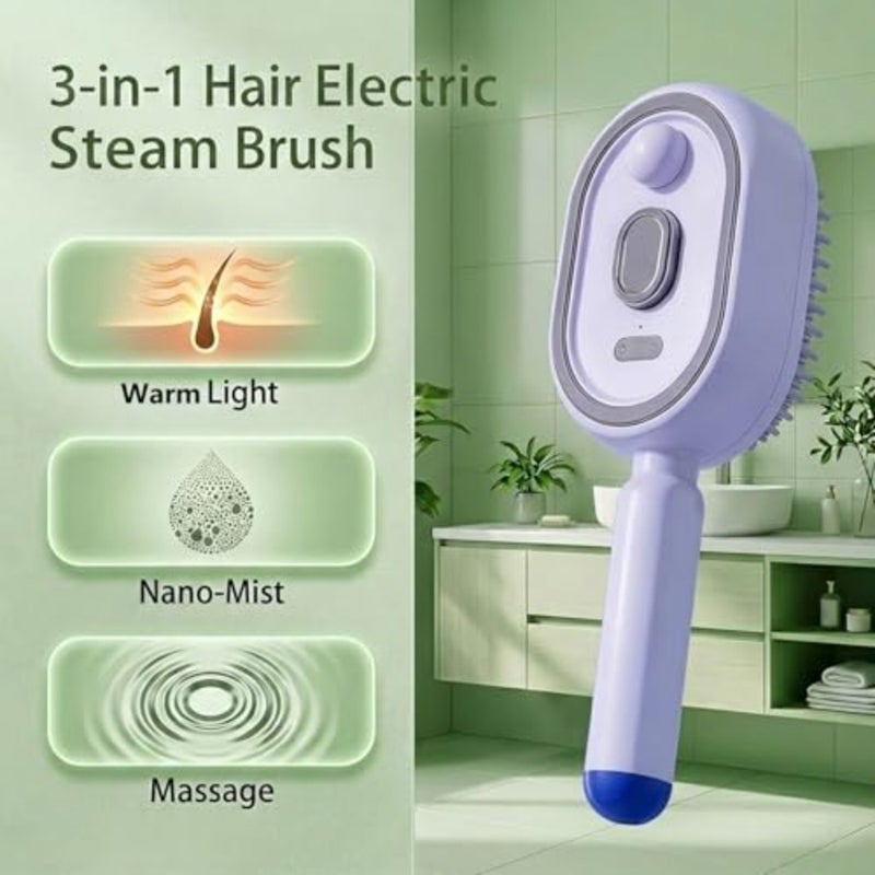 Electric Spray Air Cushion Hair Brush, 2026 Upgrade Steam Hair Brush Scalp Massager, USB-C Rechargeable Handheld Hair Steamer for Detangling Frizz Control, Steam Straightener Brush for Women Purple - Image 2