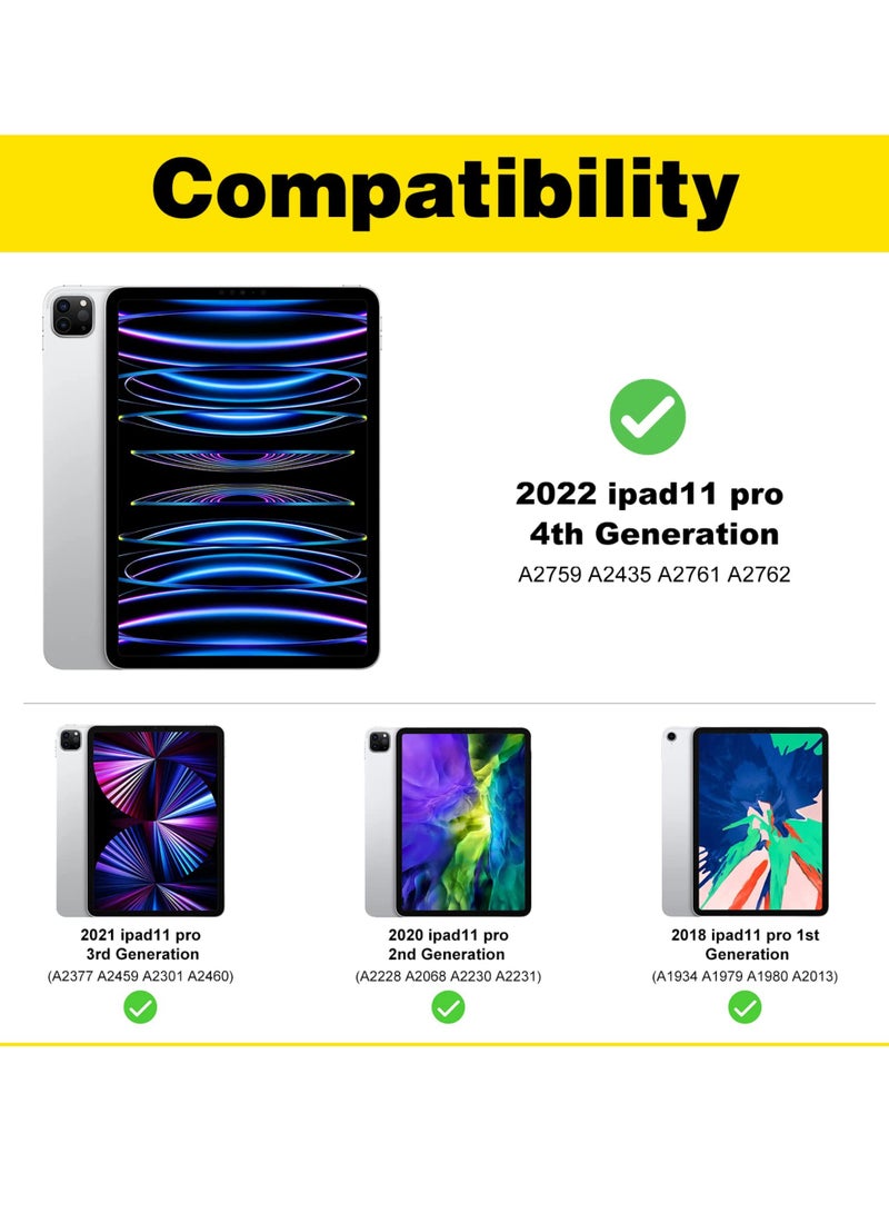 Procases For Ipad Pro 11 Keyboard Case 2022 2021 2020 2018 Slim Shell Lightweight Cover With Magnetically Detachable Wireless Keyboard For Ipad Pro 11 Inch 4Th 3Rd 2Nd 1St Gen Black - Image 2