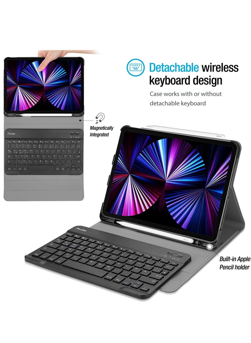 Procases For Ipad Pro 11 Keyboard Case 2022 2021 2020 2018 Slim Shell Lightweight Cover With Magnetically Detachable Wireless Keyboard For Ipad Pro 11 Inch 4Th 3Rd 2Nd 1St Gen Black - Image 3