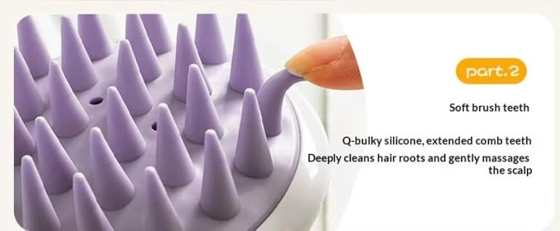 shampoo Massager SHORT Handle Brush Scalp Exfoliator for Dandruff Removal Waterproof Shower Scalp Scrubber Tool for Hair Growth long Silicone Bristles Easily Reach -multicolor-1pc - Image 3
