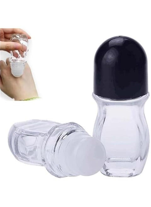 Glass Empty Roller Bottles with Plastic Roller Ball, Deodorant Roll on Bottles Containers Leak Proof Massage Roller Ball Bottles with Cap for Essential Oils Perfume (30ml,Black)