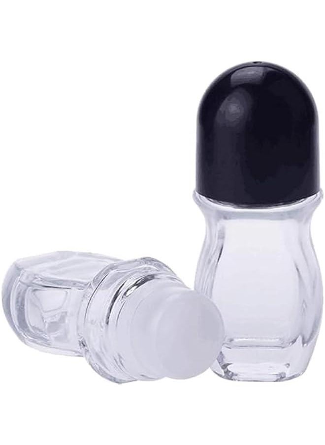 Glass Empty Roller Bottles with Plastic Roller Ball, Deodorant Roll on Bottles Containers Leak Proof Massage Roller Ball Bottles with Cap for Essential Oils Perfume (30ml,Black)