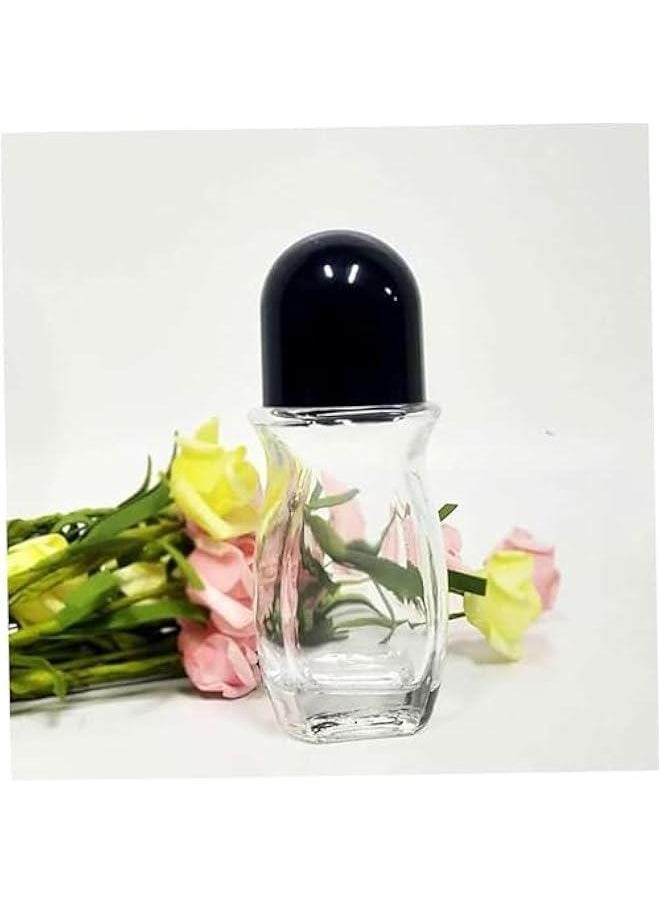 Glass Empty Roller Bottles with Plastic Roller Ball, Deodorant Roll on Bottles Containers Leak Proof Massage Roller Ball Bottles with Cap for Essential Oils Perfume (30ml,Black)