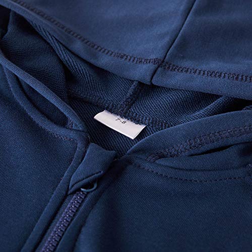 Spring&Gege Youth Solid Full Zipper Hoodies Soft Kids Hooded Sweatshirt for Boys and Girls, Navy Blue, Size 13-14 Years - Image 4