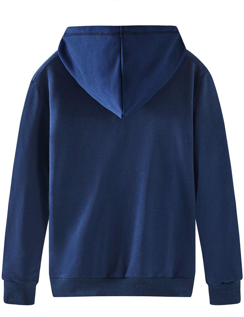 Spring&Gege Youth Solid Full Zipper Hoodies Soft Kids Hooded Sweatshirt for Boys and Girls, Navy Blue, Size 13-14 Years - Image 2