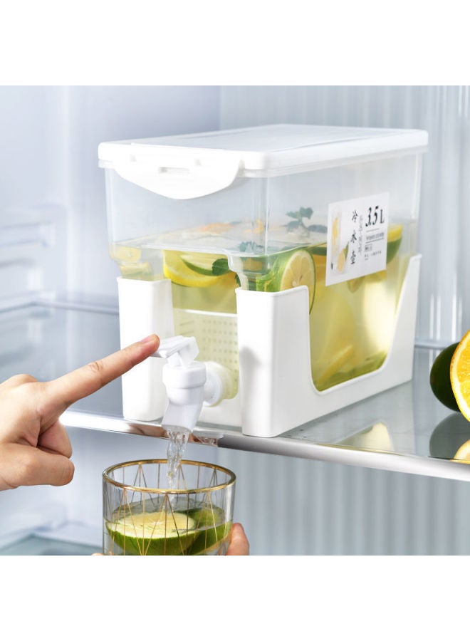 Cold Water Kettle With Faucet For Refrigerator Fruit Tea Water Kettle Fruit Tea Cold Water Bucket Cold Water Bucket Large Capacity-Color:Porcelain White Short Style 2 - Image 2