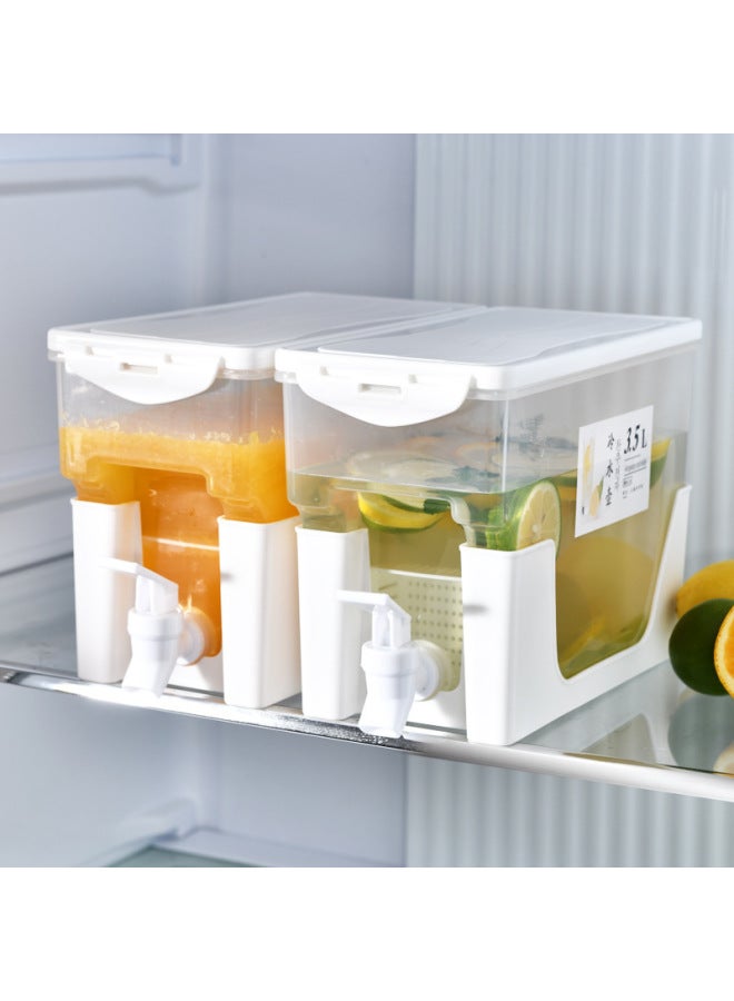 Cold Water Kettle With Faucet For Refrigerator Fruit Tea Water Kettle Fruit Tea Cold Water Bucket Cold Water Bucket Large Capacity-Color:Porcelain White Short Style 2 - Image 1