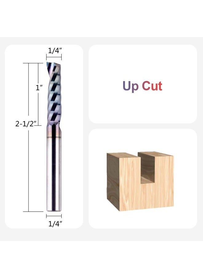SpeTool O Flute CNC Router Bit 1/4 Inch Shank 1 Inch Cutting Length with Extra Long Life Coating Single Flute End Mill for Acrylic Aluminum Wood Cut - Image 2