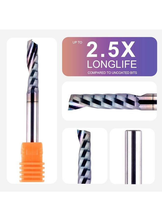 SpeTool O Flute CNC Router Bit 1/4 Inch Shank 1 Inch Cutting Length with Extra Long Life Coating Single Flute End Mill for Acrylic Aluminum Wood Cut - Image 3