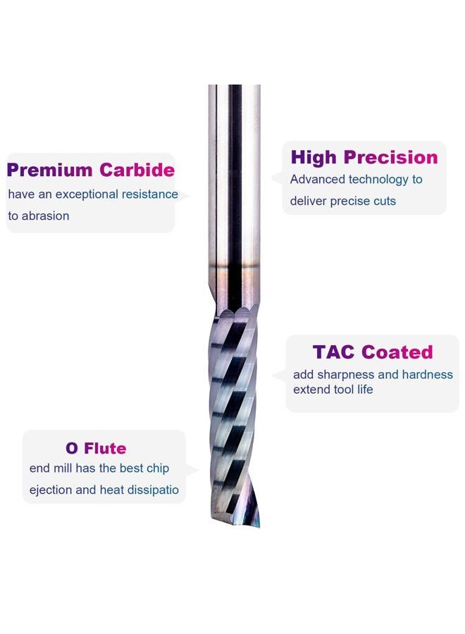 SpeTool O Flute CNC Router Bit 1/4 Inch Shank 1 Inch Cutting Length with Extra Long Life Coating Single Flute End Mill for Acrylic Aluminum Wood Cut - Image 4