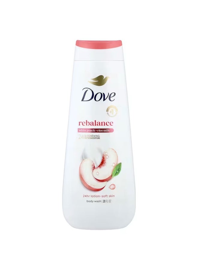 دوف، غسول الجسم المتوازن، الخوخ الأبيض وحليب الأرز، 20 أونصة سائلة