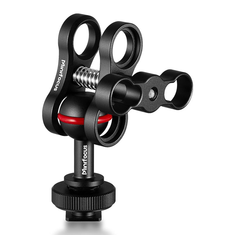 MINIFOCUS حامل كرة صغير 1'' مع قاعدة محول رأس كرة حذاء بارد لمصباح الغوص تحت الماء وكاميرات مقاومة للماء - Image 1