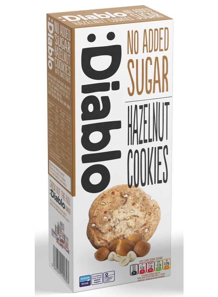 Diablo Sugar Free Hazelnut Cookies | No Added Sugar | Sweetened with Maltitol | Low Sugar Snack with Nuts & Chocolate | Diabetic Friendly | 135g (Pack of 3) (Expiry Date 30th June 2026) - Image 1