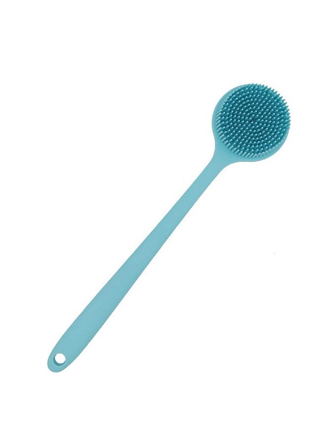 DNC - DNC Soft Silicone Back Scrubber Shower Bath Body Brush with Long Handle, BPA-Free, Hypoallergenic, Eco-Friendly (Blue) - Image 1