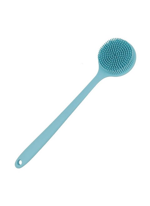 DNC Soft Silicone Back Scrubber Shower Bath Body Brush with Long Handle, BPA-Free, Hypoallergenic, Eco-Friendly (Blue)