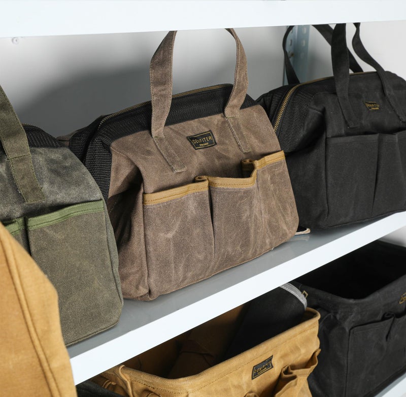 Denifiter Tool Bag, 13-inch Heavy Duty 16oz Waxed Canvas Wide Mouth Water-Resistant Tool Bag, Tool Tote with Handle for Tools, Wrenches, Screwdrivers (13 X 7.8 X 9 inch) | Grey - Image 5