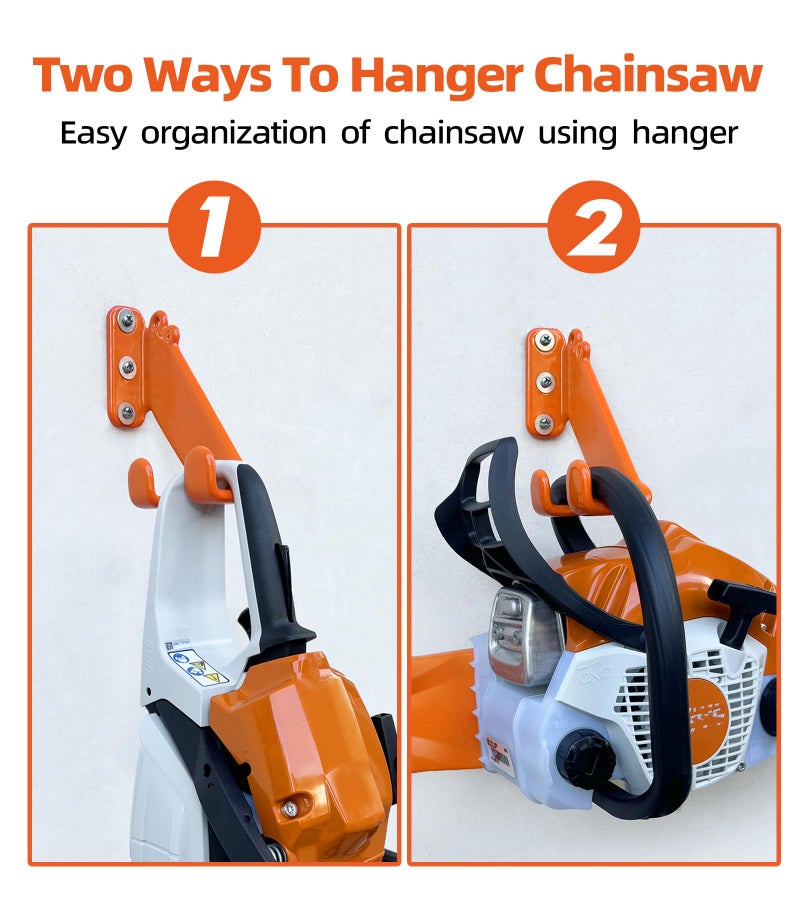 OSROENE Chainsaw Hanger, 2 Pack Chainsaw Wall Mount, Heavy Duty Chainsaw Holder, Garage Organization Garage Storage Shed Organizer Mounted Chainsaw Rack - Image 2