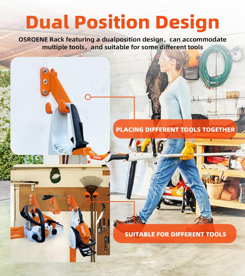 OSROENE Chainsaw Hanger, 2 Pack Chainsaw Wall Mount, Heavy Duty Chainsaw Holder, Garage Organization Garage Storage Shed Organizer Mounted Chainsaw Rack - Image 5