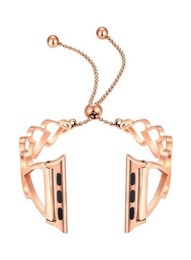 NIBEMINENT Heart Metal Replacement Strap Watchband for Apple Watch Series 7/6/SE/5/4/3/2/1 42/44/45mm Silver - Image 3