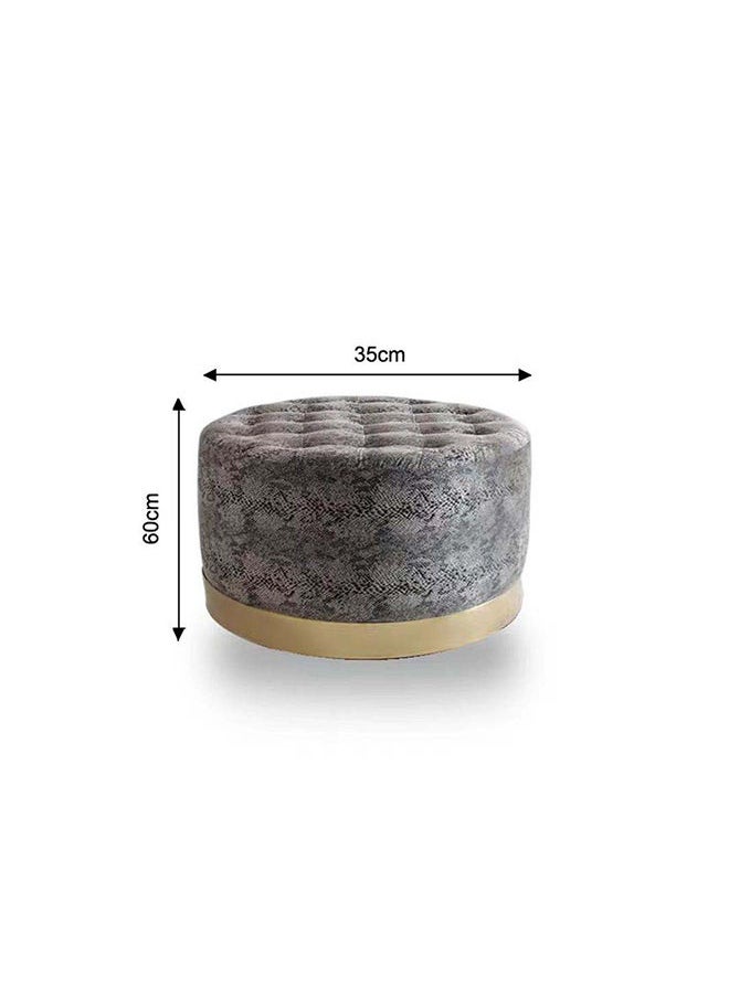 DANUBE HOME - Laxa Snake Button Pouf Multi Functional Ottoman Chair Soft Upholstered Footrest Modern Furniture For Living Room 60X60X35 cm Snake Print / Golden - Image 1