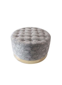 Laxa Snake Button Pouf Multi Functional Ottoman Chair Soft Upholstered Footrest Modern Furniture For Living Room 60X60X35 cm Snake Print / Golden