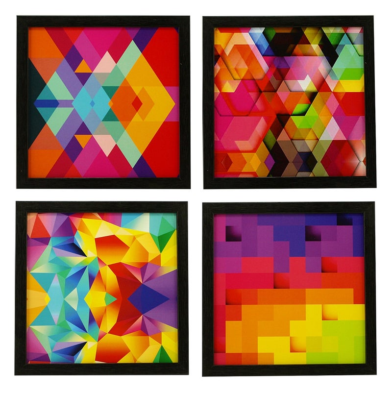 Indianara 4 Piece Set of Framed Wall Hanging Abstract Art Decor1167 Art Prints 87 inch X 87 inch Without Glass