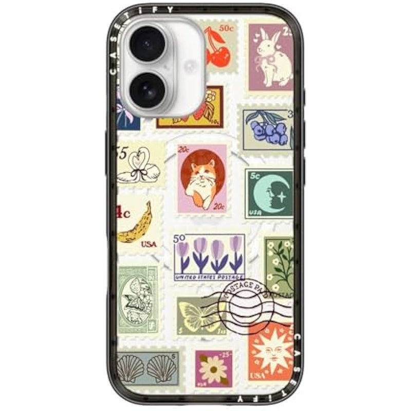 Casetify Compact iPhone 17 Case 【Slim and Sleek/Compatible with Magsafe / 4 ft. 2X Military Grade Drop Protection】 - Stamp Collection - Clear Black - Image 1
