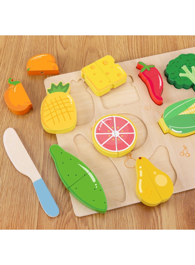 طائرة خشبية لتقطيع الفواكه والخضروات والوجبات الخفيفة وقطع الخشب وقطع الفاكهة وألعاب المطبخ للأطفال - اللون: بيضة همبرغر - Image 3