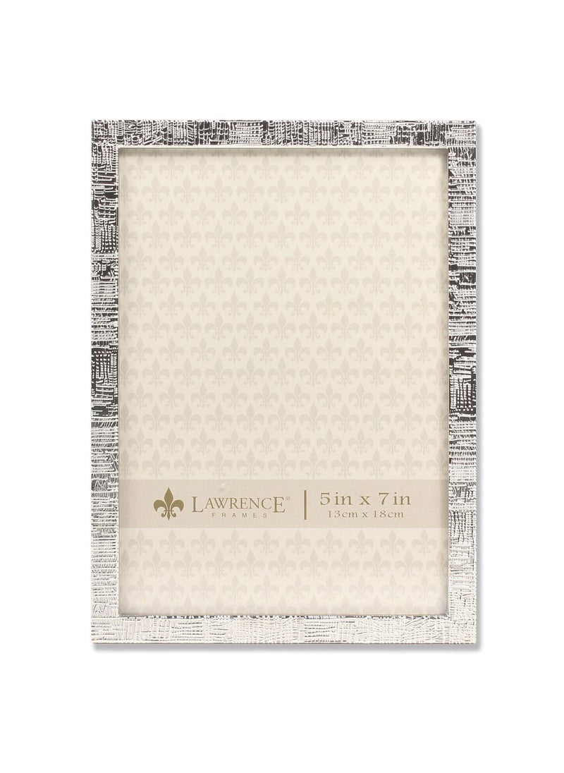 Lawrence Frames Lawrence Frames 712457 5x7 Silver Metal Linen Pattern Picture Frame 