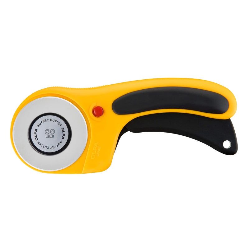 OLFA 60mm Ergonomic Rotary Cutter (RTY-3/DX) - Rotary Fabric Cutter w/Blade Cover & Squeeze Trigger for Quilting, Sewing, Crafts, Replacement Blade: OLFA RB60-1 - Image 1
