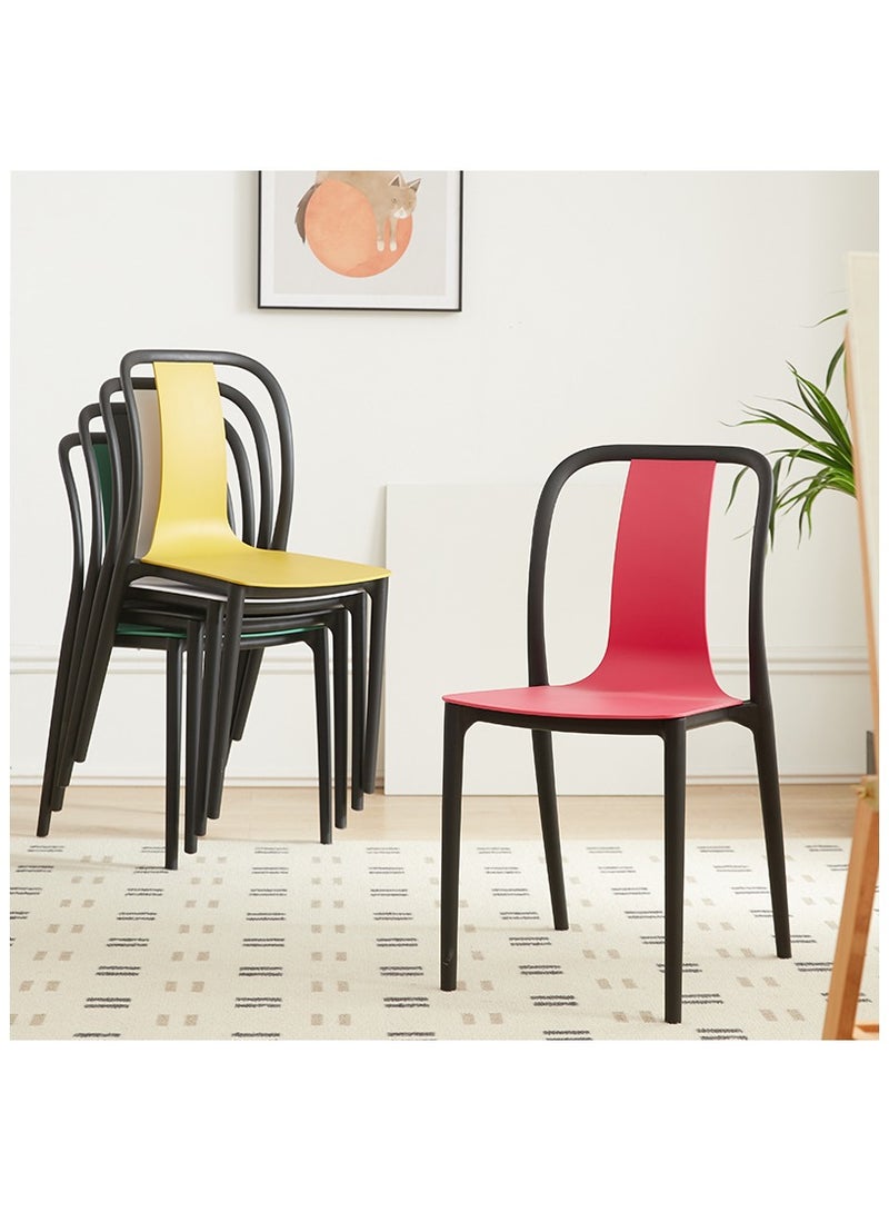 LANNY كرسي طعام مطعم جيفكو، كرسي بلاستيكي داخلي وخارجي، قابل للتكديس، 1 قطعة أحمر - Image 4