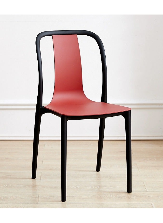 LANNY كرسي طعام مطعم جيفكو، كرسي بلاستيكي داخلي وخارجي، قابل للتكديس، 1 قطعة أحمر - Image 2
