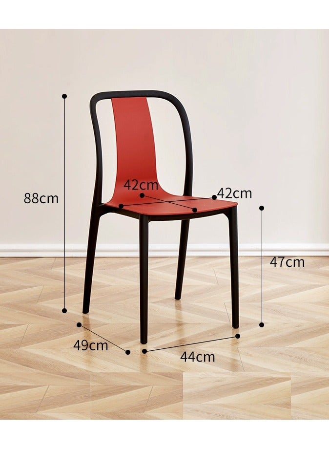LANNY كرسي طعام مطعم جيفكو، كرسي بلاستيكي داخلي وخارجي، قابل للتكديس، 1 قطعة أحمر - Image 3