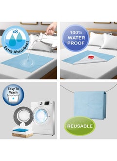Luvlap Instadry Anti-Piling Fleece Extra Absorbent Quick Dry Sheet For Baby, Baby Bed Protector, Waterproof Baby Sheet, Small Size 50X70Cm, Pack Of 2, Sky Blue & Navy Blue  - Image 3