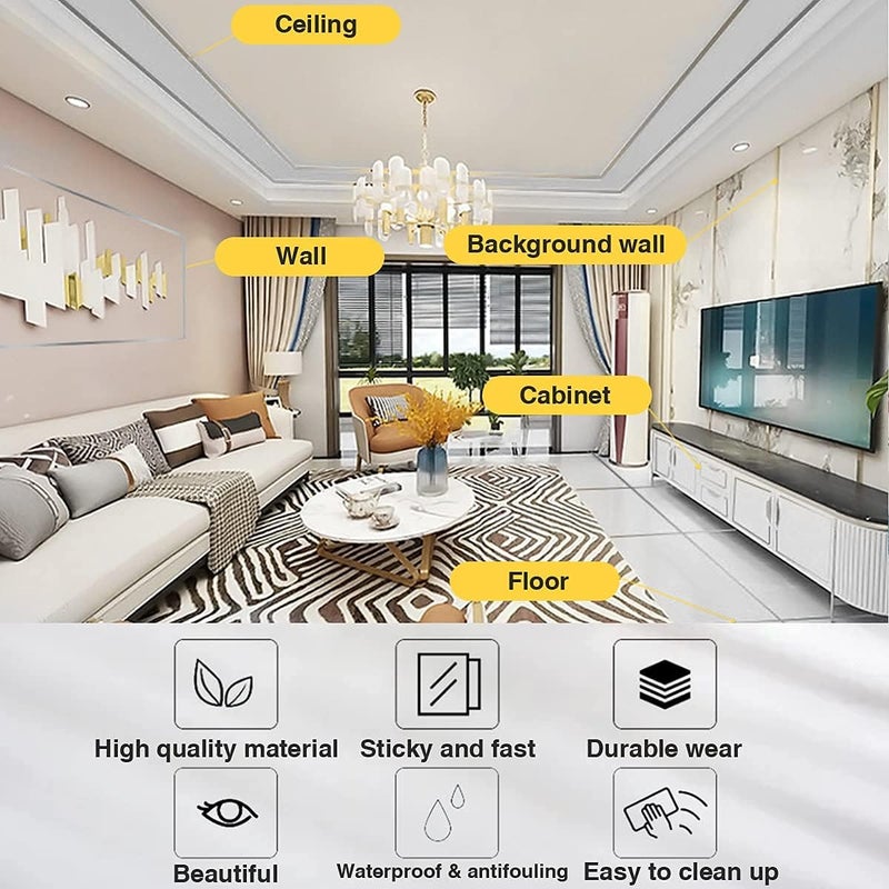 D-Fix DFix 2PCS Tile Gap Sticker Waterproof 50 Meters Golden Tape Selfadessive Tile Stickers for Flooring Tile Decoration Tape Gap Sealing Tape Strip 1cm x 50m Silver  - Image 4