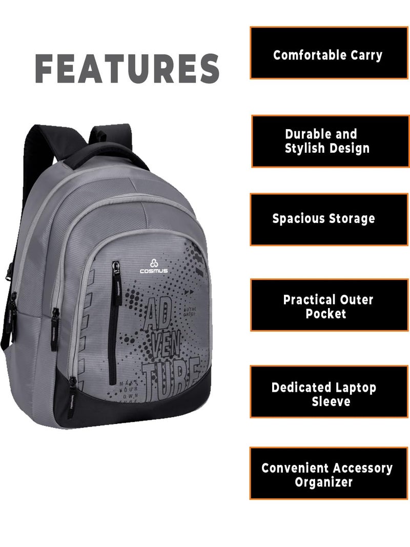 COSMUS ADVENTURE 34L Graphic Printed 15.6-Inch Laptop Backpack (Grey) - Image 2