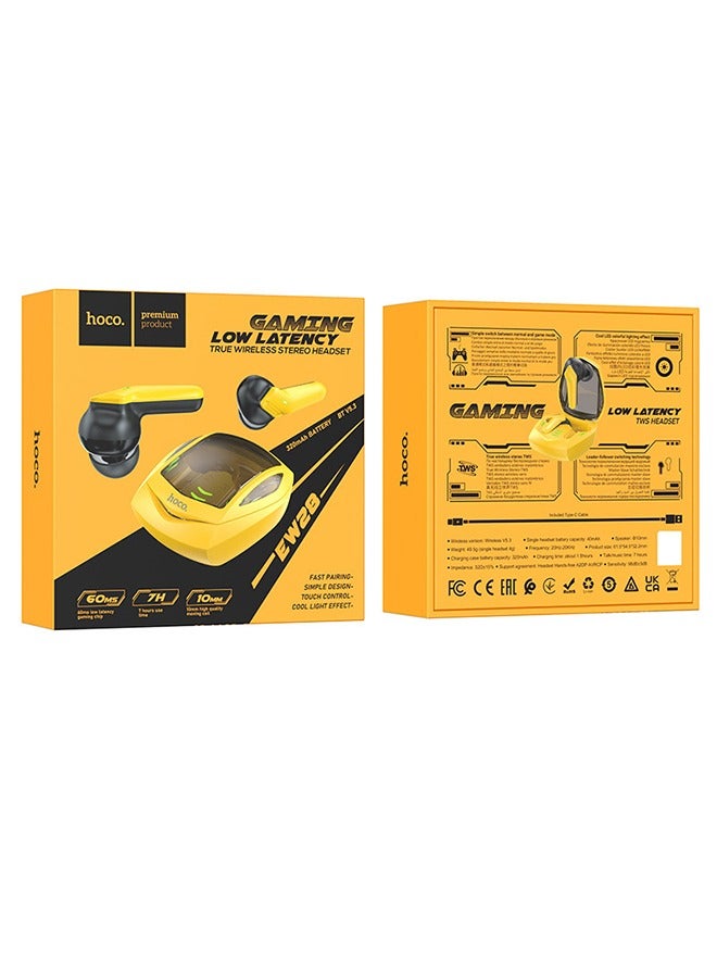 هوكو سماعة الألعاب هوكو EW28 ماجيك ساوند ترو اللاسلكية بلوتوث، أصفر - Image 2