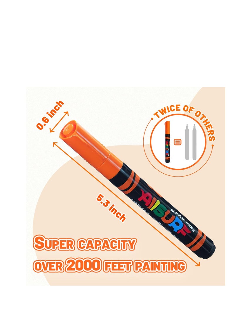 YPLUS Super Capacity Acrylic Paint Pens Markers, 16 Colors Big Acrylic Painting Pens Set, DIY Art Craft for Glass, Rock, Wood, Egg, Stone, Metal, Art Supplies - Image 2