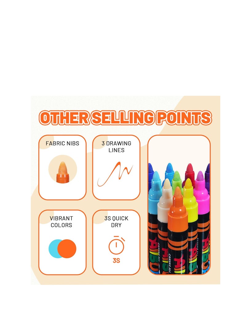 YPLUS Super Capacity Acrylic Paint Pens Markers, 16 Colors Big Acrylic Painting Pens Set, DIY Art Craft for Glass, Rock, Wood, Egg, Stone, Metal, Art Supplies - Image 3