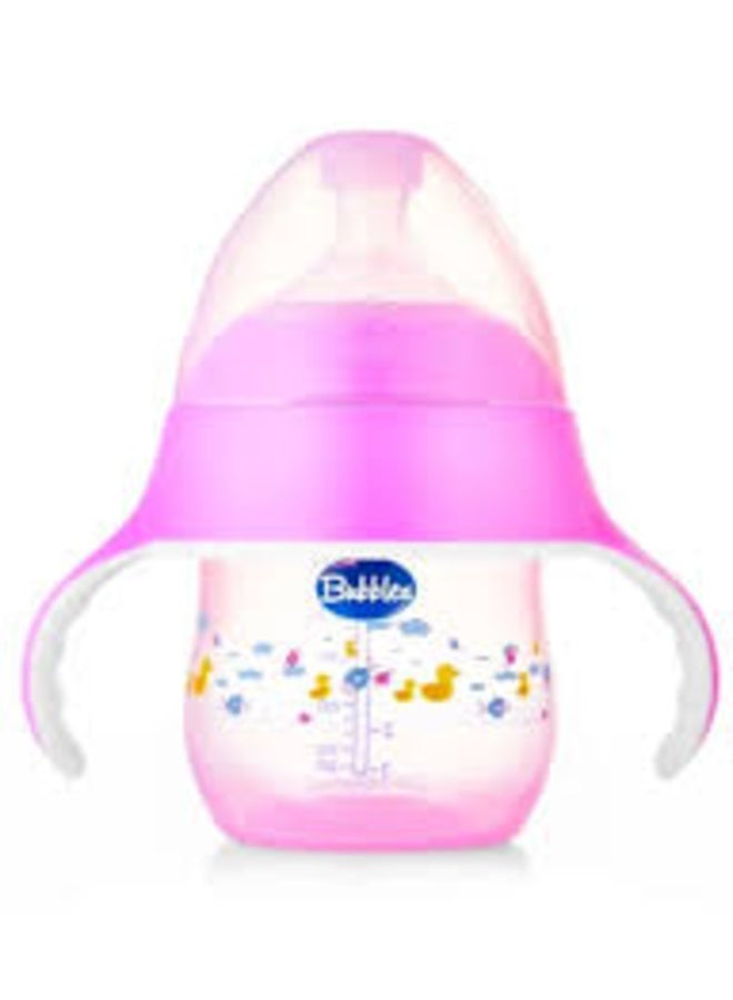 BUBBLES Natural Baby Feeding Bottle with Handle – Pink, 150ml, 3+ Months, Assorted Designs - Image 1