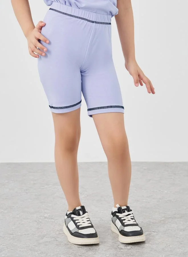 Styli Styli Oversized Badge Detail T-Shirt and Cycle Shorts Set