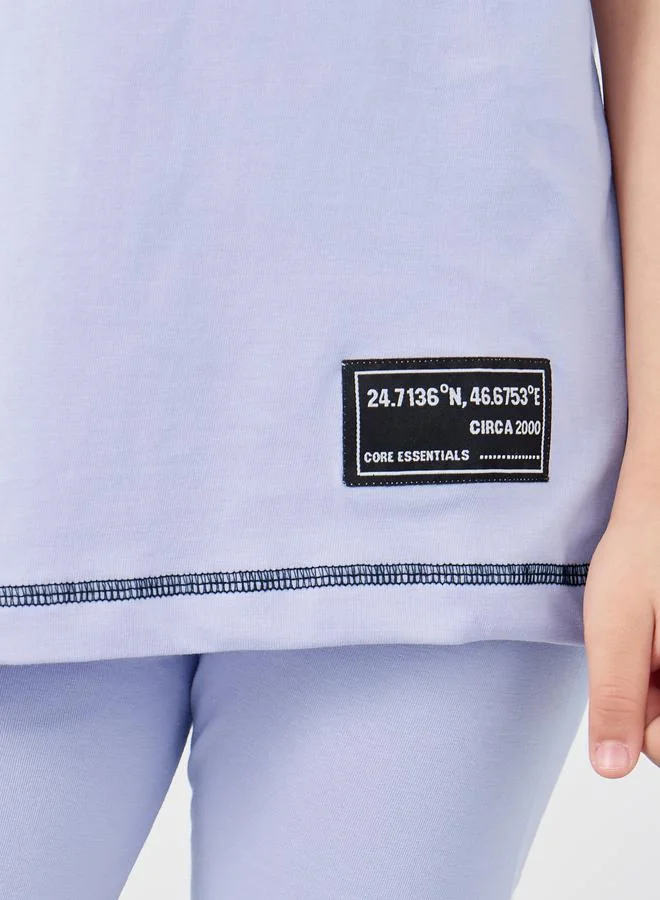 Styli Styli Oversized Badge Detail T-Shirt and Cycle Shorts Set