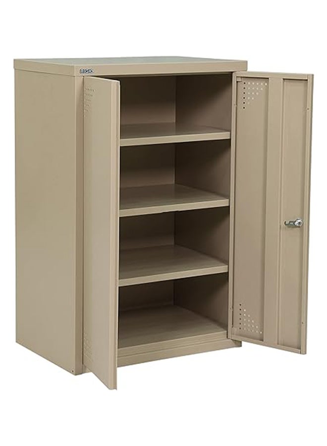 RIGID Steel Shoe Rack with Doors 3 Shelves Storage Cabinet with Ventilation Holes Pre- Assembled, Round Cam Lock with 2 Keys Shoe Storage Unit - Home, Office, Living Room (90H * 60W * 40D) Beige - Image 5