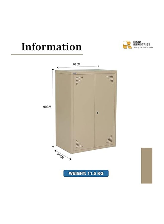 RIGID Steel Shoe Rack with Doors 3 Shelves Storage Cabinet with Ventilation Holes Pre- Assembled, Round Cam Lock with 2 Keys Shoe Storage Unit - Home, Office, Living Room (90H * 60W * 40D) Beige - Image 4