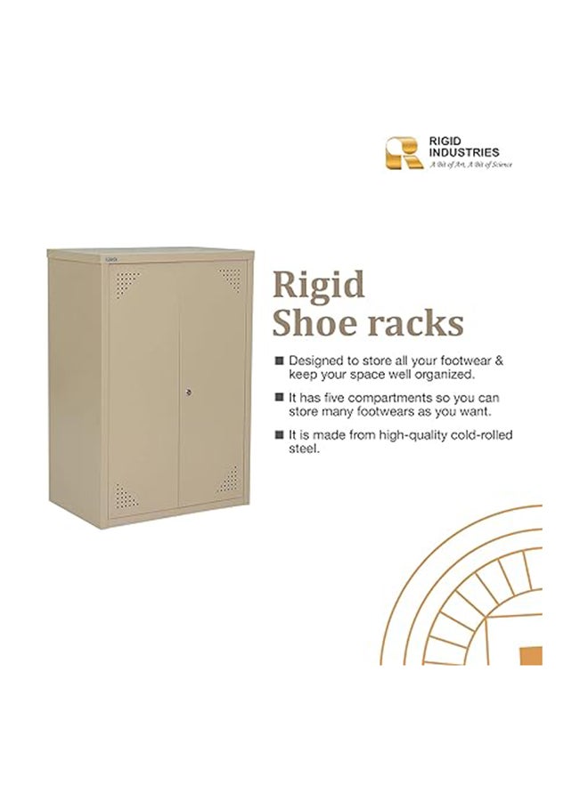 RIGID Steel Shoe Rack with Doors 3 Shelves Storage Cabinet with Ventilation Holes Pre- Assembled, Round Cam Lock with 2 Keys Shoe Storage Unit - Home, Office, Living Room (90H * 60W * 40D) Beige - Image 2