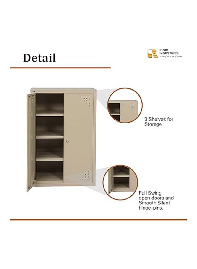 RIGID Steel Shoe Rack with Doors 3 Shelves Storage Cabinet with Ventilation Holes Pre- Assembled, Round Cam Lock with 2 Keys Shoe Storage Unit - Home, Office, Living Room (90H * 60W * 40D) Beige - Image 3